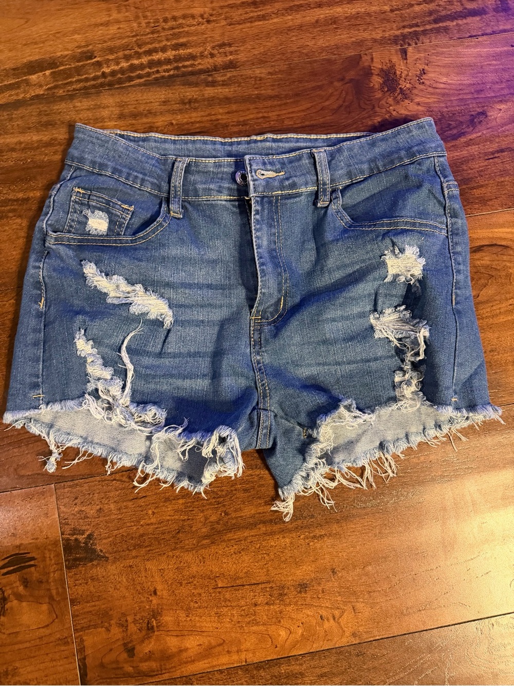 Distressed Denim Women’s Shorts - Blue